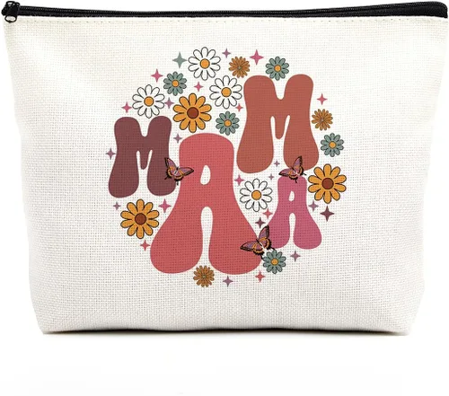 Miniatura 6 de fkovcdy Bolsa de cosméticos retro hippie boho decoración de hongos estética 60's 70's Retro Face Boho Rainbow Good Vibes Frente Cotizaciones Bolsa