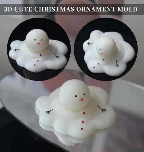 Miniatura 4 de Wehous 2 moldes de vela de Navidad, lindo molde de resina 3D de muñeco de nieve derretido para hacer, adorno para cera de jabón, resina epoxi