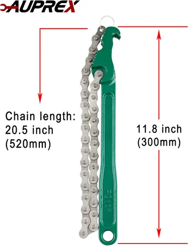 Miniatura 2 de AUPREX Llave inglesa de filtro de aceite de cadena de trinquete de servicio pesado ajustable de acero al carbono resistente de 12 pulgadas