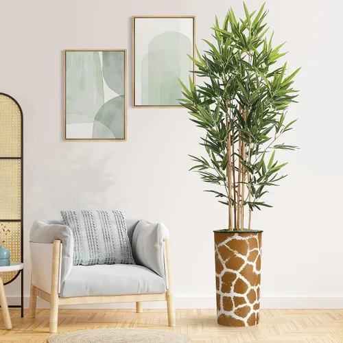 Miniatura 12 de Árbol artificial en maceta contemporánea, palmera tropical areca artificial de seda para decoración del hogar en interiores y exteriores, altura