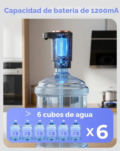 Miniatura 8 de Bomba de botella de agua, dispensador de agua eléctrico portátil para botellas de 5 galones, carga USB, interruptor automático, batería recargable