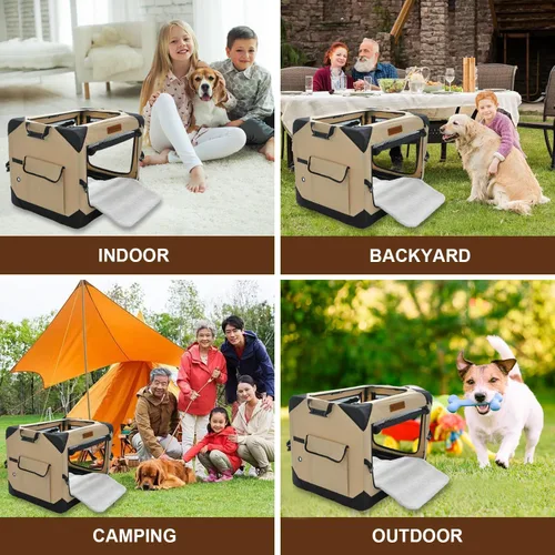 Miniatura 7 de Garnpet Jaula Plegable Suave para Perros de 36 Pulgadas para Perros Grandes, Jaula de Viaje Plegable de 4 Puertas con Ventanas de Malla Duraderas