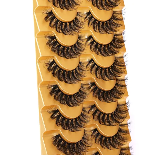 Miniatura 6 de Focipeysa Pestañas postizas de visón esponjosas con rizos en D, tiras de pestañas naturales, aspecto de extensiones, 17mm, pestañas de ojo de gato