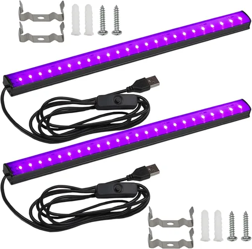 Barra de Luz Negra 10W Tira de Luz Negra UV para Fiesta Brillante: 1 pie USB Portátil LED Suministros de Fiesta para Pintura Corporal, Escenario,