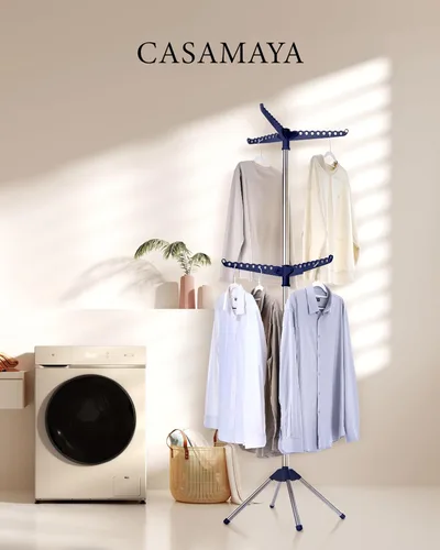 Miniatura 2 de CASAMAYA Tendedero de Ropa Plegable, 74.8 pulgadas, 2 Niveles, Tendedero de Lavandería con Riel Giratorio de Ropa para 54 Piezas de Ropa, Ahorro