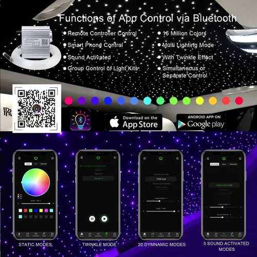 Miniatura 3 de AKEPO Kit de luces de fibra óptica de 10W Twinkle+ Control por APP + Efecto de Música para Luz de Techo de Cielo Estrellado Uso en Coche y Hogar
