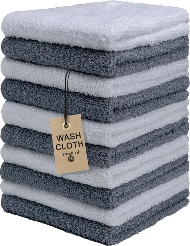 Miniatura 9 de Paños de Rizo – 12x12 Pulgadas – Paquete de 10 – Multicolor – Altamente Absorbentes, Suaves al Tacto y de Algodón Multiusos para Uso Diario