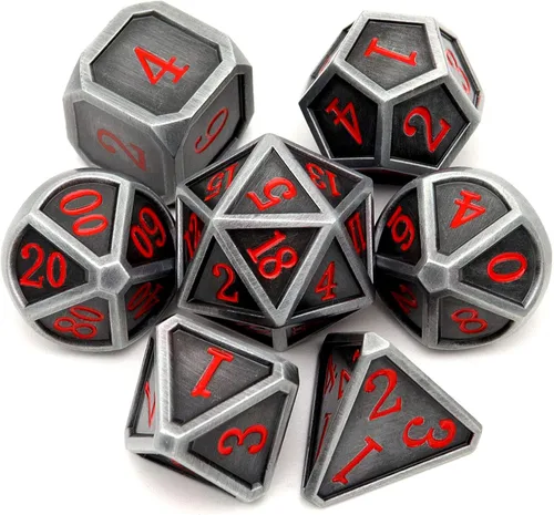 Miniatura 36 de Haxtec - Juego de dados de metal DND, dados poliédricos D&D compatibles con Dungeons and Dragons, regalo TTRPG, dados de metal bronce antiguo