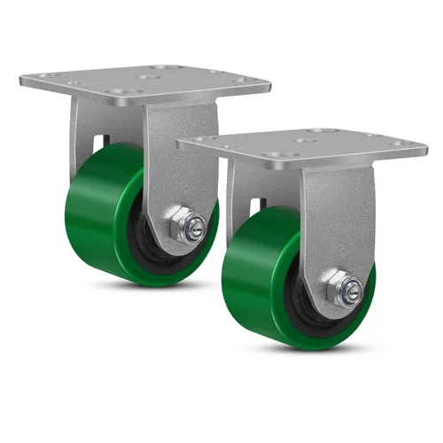 Miniatura 34 de Ruedas giratorias, ruedas industriales de 4 pulgadas resistentes, poliuretano en rueda de acero, ruedas giratorias de placa superior