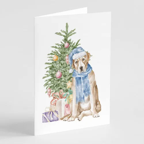 Miniatura 17 de Caroline's Treasures CK8213GCA7P Bulldog, Bulldog Inglés #2 - Tarjetas de felicitación y sobres de árbol de Navidad, paquete de 8 tarjetas en blanco