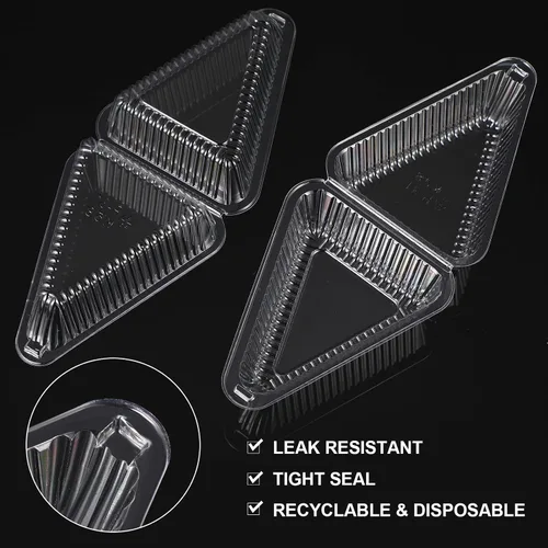 Miniatura 3 de 100 recipientes para tartas con tapa, plástico transparente, tapa mediana con bisagras, contenedor de una sola rebanada para pasteles o tartas de 6