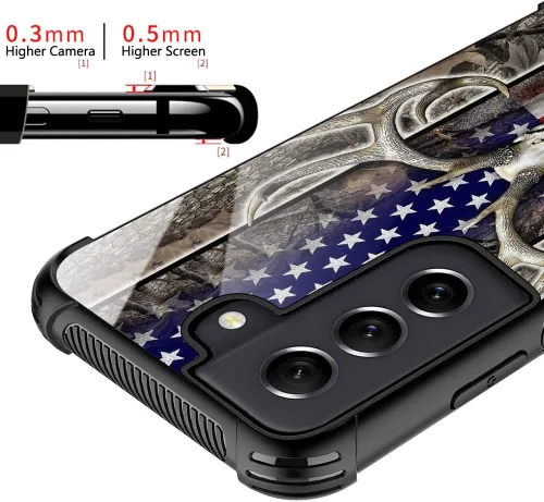 Miniatura 6 de CARLOCA Funda para Samsung Galaxy S21, Camuflaje Bandera Americana Calavera de Ciervo S21 para Hombre Mujer Chico Chica, Antiarañazos TPU Suave a