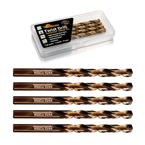 Miniatura 19 de (20PCS) Broca de cobalto de 1/8", brocas de metal HSS M35 para acero, acero inoxidable, hierro fundido, plástico duro y madera