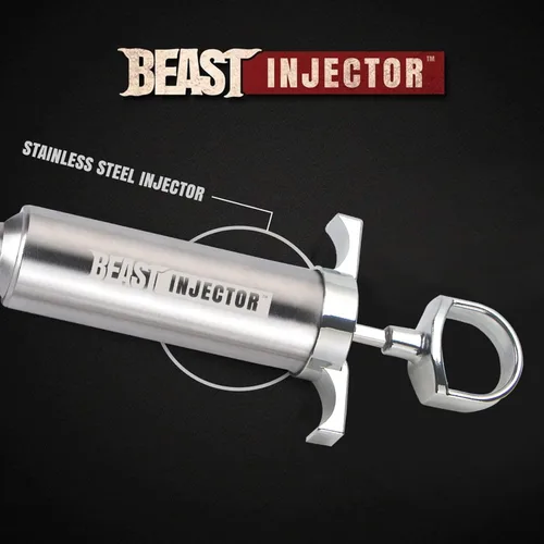 Miniatura 4 de Jeringuilla de acero inoxidable 304 Grill Beast para inyectar jugos en carne con gran capacidad, 2 onzas y agujas para pichito de calidad, L, Acero