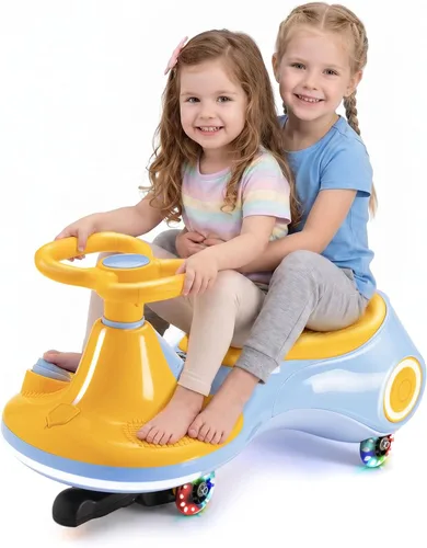 Coche eléctrico de 12 V para niños, juguete 3 en 1 con pedal, scooter con ruedas intermitentes, vehículo oscilante de fácil montaje con batería