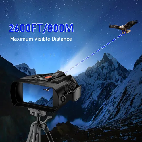 Miniatura 6 de JDZ Gafas de visión nocturna, prismáticos de visión nocturna 4K para adultos, pantalla HD de 4 pulgadas, alcance largo de 2600 pies, zoom 10X