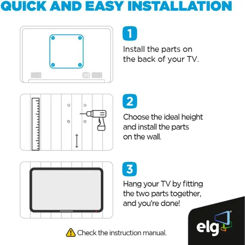 Miniatura 6 de ELG FIX400 Soporte fijo de pared para TV – Soporte delgado de perfil bajo de 26 a 65 pulgadas, soporta 110 libras, VESA 400 × 400, bloqueo