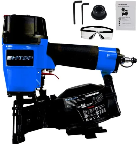 CN45N - Clavadora para techos, pistola de clavos para techos de 15 grados, clavos de bobina de 3/4 a 1-3/4 pulgadas, 120 piezas de capacidad de Azul