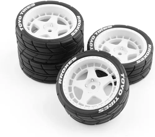 Miniatura 10 de 1/10 RC On Road Neumáticos hexagonales de 0.472 in, llantas de plástico y neumáticos de goma para 1:10 Rally Racing Drift Touring CarTamiya XV01
