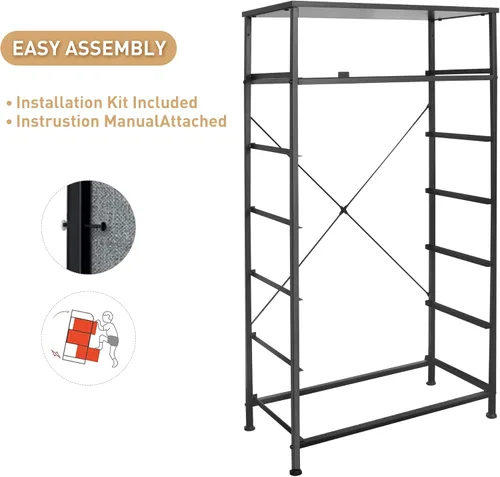 Miniatura 9 de Mifuro - Cómoda alta para dormitorio, torre organizadora de almacenamiento vertical con 7 cajones, cómoda con contenedores de tela, marco de acero