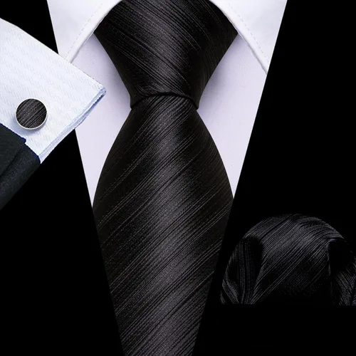 Miniatura 365 de Barry.Wang Juego de corbatas para hombre, corbata de seda a rayas, tejido a cuadros, gemelos formales, negocios, boda