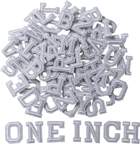 Miniatura 26 de Parches de letras para planchar de 1.3 pulgadas, 78 piezas, parches bordados del alfabeto A-Z para ropa, chaquetas, sombreros, mochilas, jeans