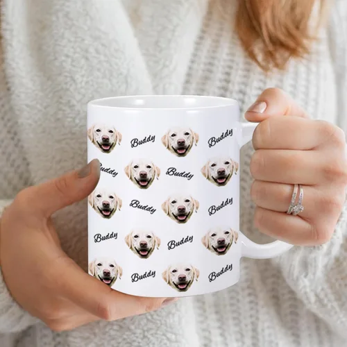 Miniatura 3 de Taza personalizada con nombre de cara de perro, taza de café personalizada, taza de foto de perro personalizada de 11 onzas, regalos para amantes