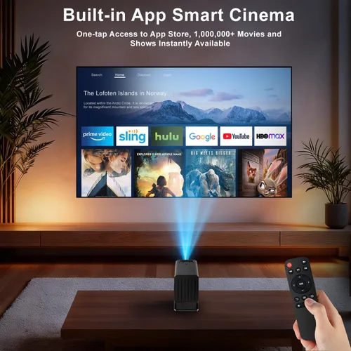 Miniatura 2 de Mini proyector con WiFi y Bluetooth, soporte 4K 260 ANSl proyector portátil inteligente, Keystone automático, rotación de 135 grados, proyector