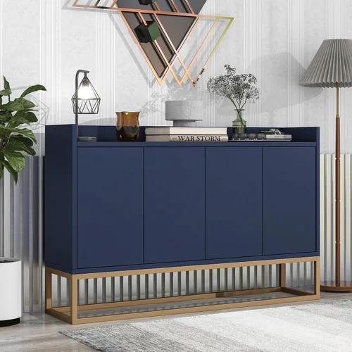 Miniatura 8 de LUMISOL Aparador de buffet, armario de almacenamiento con patas de metal dorado y estante ajustable, mesa consola con almacenamiento para entrada