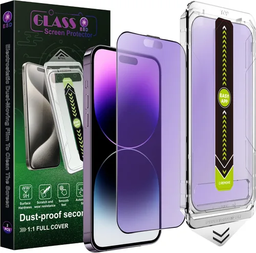Paquete de 2 protectores de pantalla mate antiluz azul para iPhone 14 Pro Max/15 Plus/16 Plus (6.7 pulgadas), vidrio templado 9H, antirreflejos,