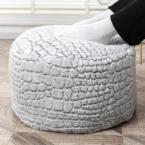 Miniatura 13 de Asuprui Puf Otomano Redondo Sin Relleno Puf Otomano Sin Relleno Reposapiés de Piel Sintética Suave 20x20x12 Pulgadas Silla Mullida Puf de Suelo