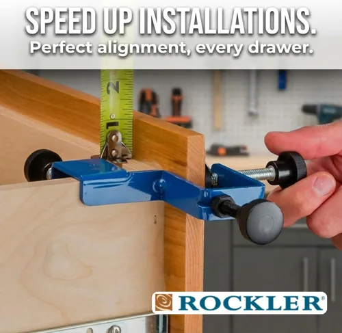 Miniatura 5 de Rockler Abrazaderas de instalación de cajones de gabinete, cajón derecho, izquierdo, herramientas de gabinete, acero, cajón delantero de plástico