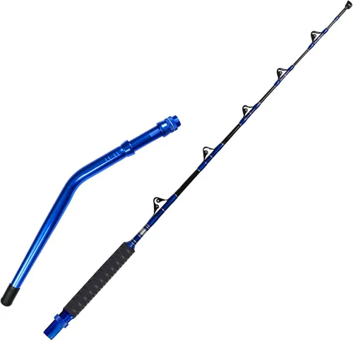 Miniatura 12 de Fiblink 2-Piece Saltwater Offshore Heavy Bent/Straight Butt Trolling Rod Fishing Roller Rod Conventional Boat Deep Sea Fishing Pole