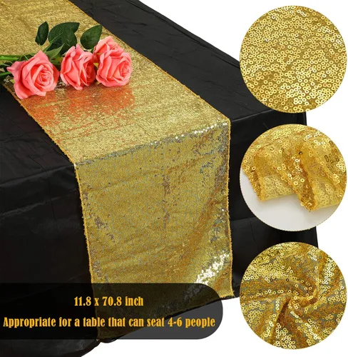 Miniatura 2 de 2 manteles de plástico rectangulares de lentejuelas para graduación y 6 pompones para cumpleaños, bodas, aniversarios, fiestas, decoración de mesa
