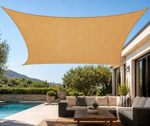 Miniatura 20 de Toldo Quictent de polietileno de alta densidad, 6.53 oz/m², rectangular, para exteriores, 98 % protección UV, kit de herramientas, sombra para patio