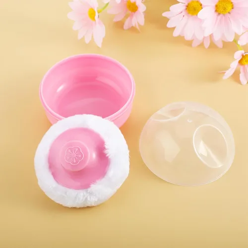 Miniatura 6 de WLLHYF Soplo cosmético para el cuerpo del bebé, cara grande y esponjosa, suave con estuche contenedor para bebé, niño, adulto, baño, viajes (rosa)