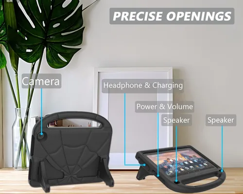 Miniatura 3 de Estuche para niños para nueva pestaña 8 pulgadas 2024, cubierta antideslizante a prueba de golpes con mango Kickstand Kids Cover - Negro