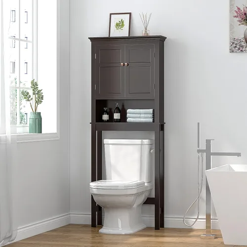 Miniatura 7 de UTEX Gabinete de almacenamiento sobre el inodoro, organizador de baño sobre el inodoro con estantes ajustables, armario de almacenamiento sobre