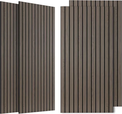 Miniatura 30 de Paneles de sonido de chapa de madera, paquete de 10 paneles de pared de 47.2 x 23.6 pulgadas, paneles acústicos decorativos para paredes