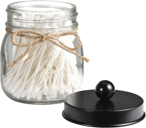 SheeChung Tarro pequeño de albañil, soporte de cristal, tarros de boticario con tapas, organizadores de baño y almacenamiento, recipiente de baño