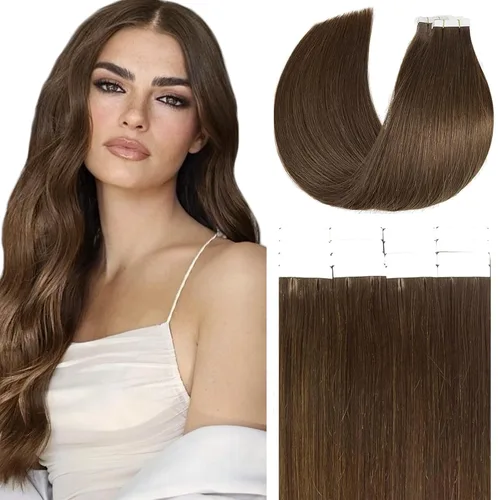 Miniatura 26 de Loxxy Extensiones adhesivas de cabello humano de 12 pulgadas, extensiones de cabello humano real color negro azabache, con cinta adhesiva de trama