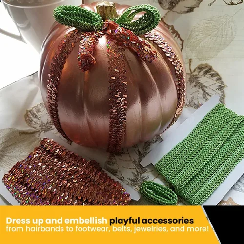 Miniatura 6 de Trims by the Yard Artesanía metálica elástica de 4 hileras de lentejuelas duraderas para disfraces, moda y decoración del hogar, 1 1/2 pulgadas
