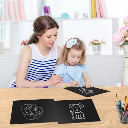 Miniatura 7 de RYKOMO 100 hojas de papel de cartulina negra de 8.5 x 11 pulgadas de grosor, cartulina de 75 libras, 200 GSM, papel negro pesado para invitaciones