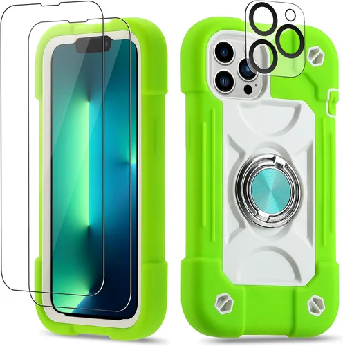 Miniatura 39 de Funda para iPhone 11 de 6.1 pulgadas con soporte de anillo, con 2 protectores de pantalla de vidrio, resistente a los golpes, resistente a