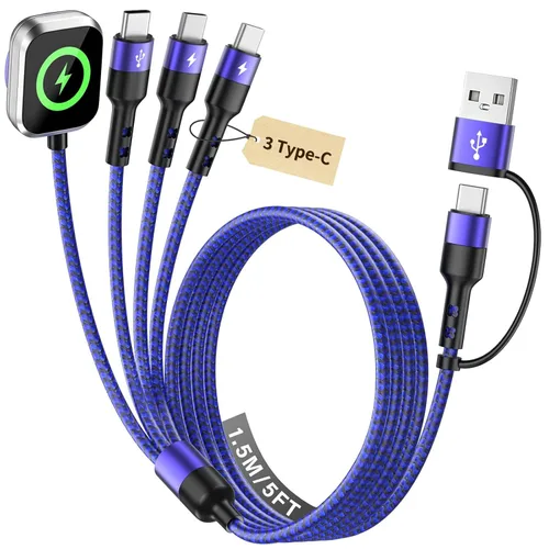 Miniatura 19 de Cruise Essentials Cable de Carga 4 en 2 para Cargador Apple iWatch/iPhone 17/Lightning/Micro, Cable Cord de Carga Múltiple de Viaje Compatible