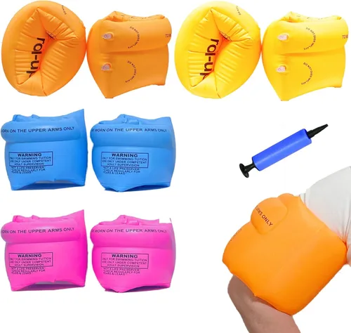 Miniatura 17 de Flotadores inflables para brazos, bandas para el brazo, flotador de tubo de natación para adultos, playa, flotador, fiesta, piscina Rosa