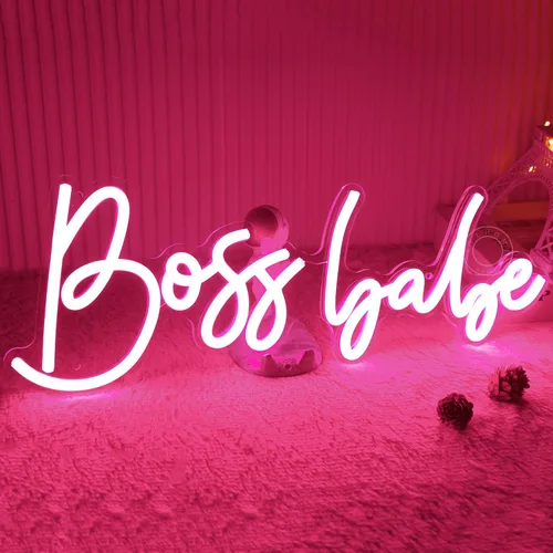 Miniatura 3 de SYLHOME Pink Boss Babe - Letrero de luz LED de neón para jefe, oficina, escritorio, decoración de pared, letrero para dormitorio de niñas, mujeres