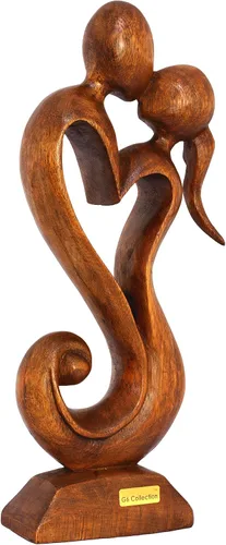 Miniatura 2 de G6 Collection Estatua de escultura abstracta de madera de 12 pulgadas hecha a mano – Amor eterno – Arte de regalo decorativo para decoración