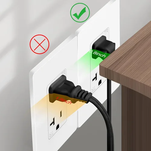 Miniatura 6 de Cable de alimentación de enchufe polarizado de 2 ranuras en ángulo SPT2 18 AWG - NEMA 1-15P a IEC320 C7 Figura 8 Conector de escopeta, cable