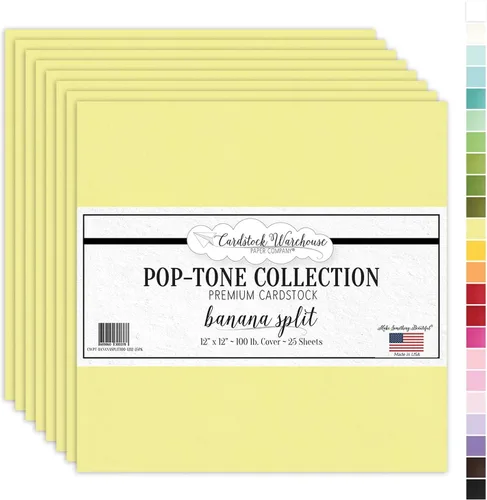 Cardstock Warehouse Pop Tone Banana Split Yellow - 12 x 12 pulgadas - 100 libras / 9.52 oz/m² de papel de cartulina mate premium - 25 hojas